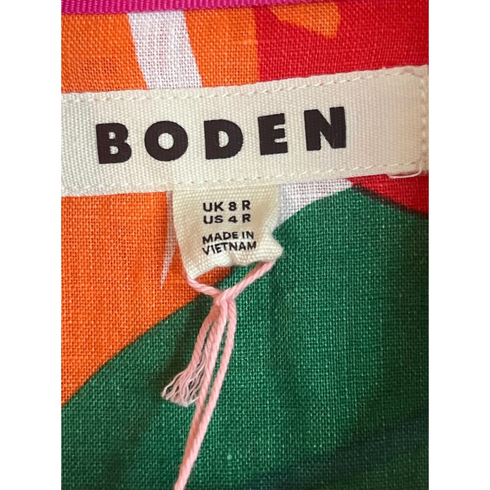 Boden Linen Strawberry Raspberry Fruit Print Button Down Shirt Size 4 NWT - Picture 4 of 13